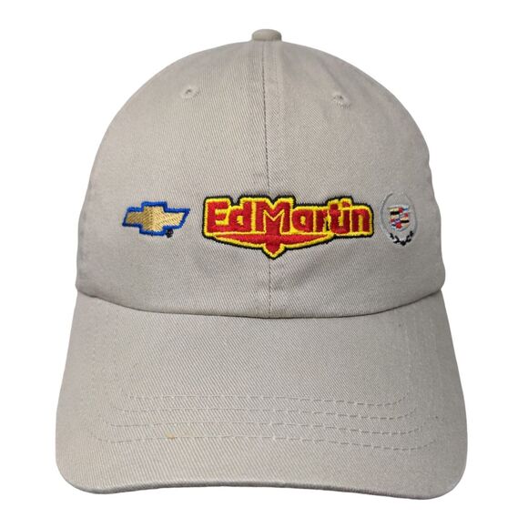 Ed Martin Men's Slideback Hat Tan OSFA Embroidered Chevrolet Cadillac Logo Cars - Picture 1 of 7